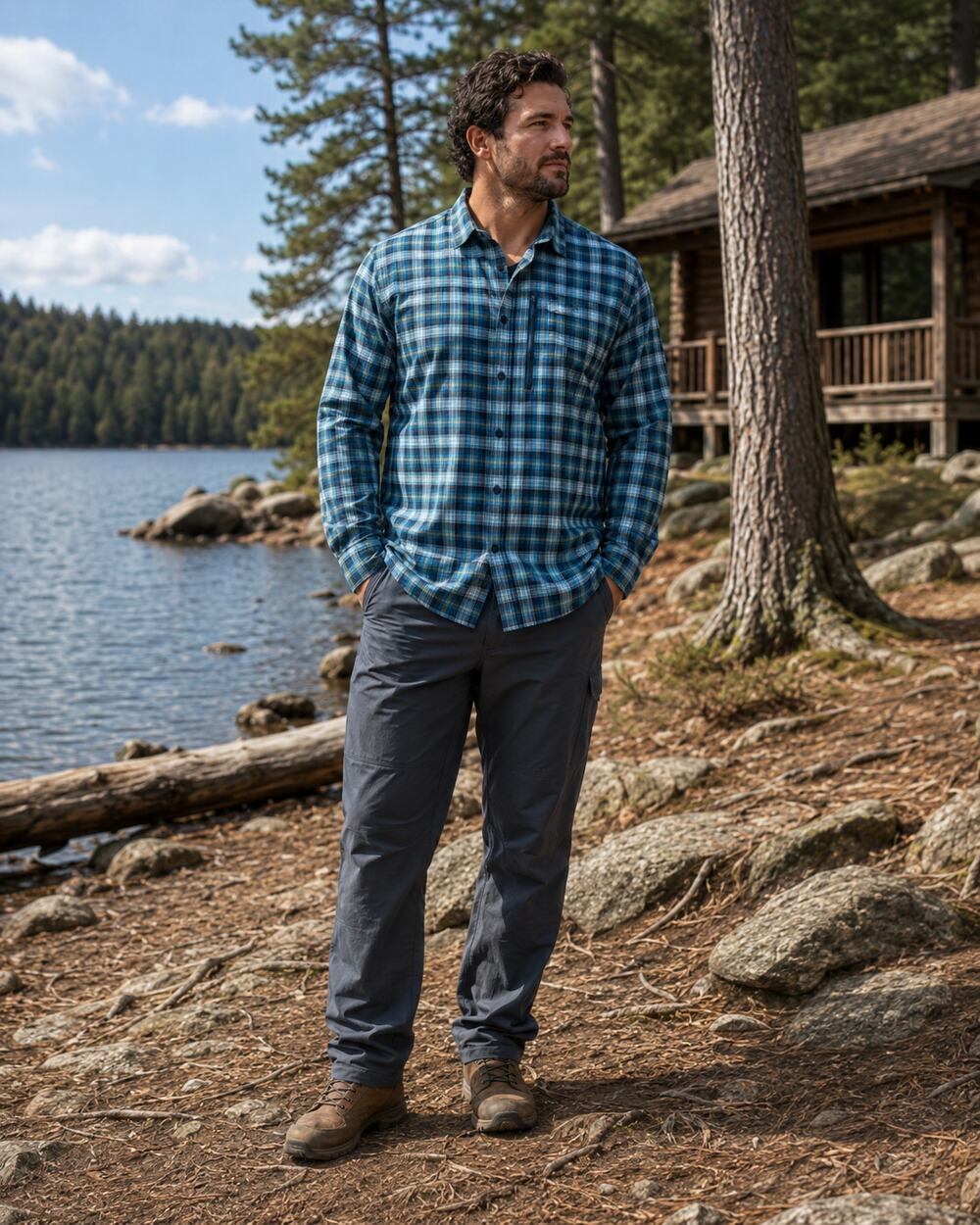 Columbia Sportswear Men XXL Plaid Mesh Lined Outdoor Shirt Blue